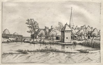 Vues de Villages dans le Brabant et la Campine : Un Village Enceint, c. 1561 - Master of the Small Landscapes