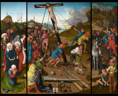 La levée de la croix (panneaux central, gauche et droit) - Master of the Starck Triptych