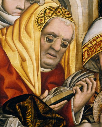 Prêtre portant des lunettes, (détail) de la Circoncision du Christ - Master of the Tucher Altarpiece