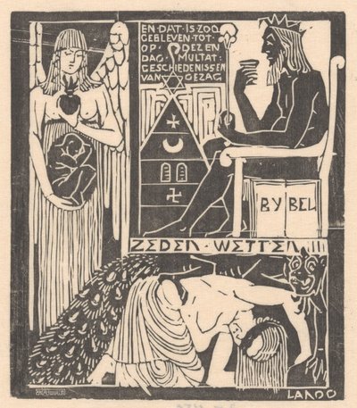 Femme aux yeux bandés et monstre - Mathieu Lauweriks