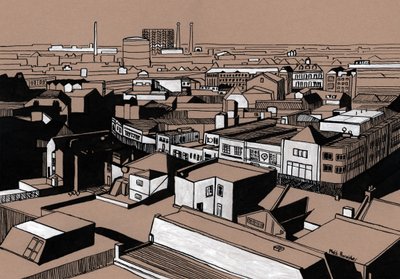 Croydon View, 2016 (encre acrylique sur carton) - Matt Bannister