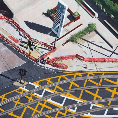 Push Button and Wait, 2020 (acrylique sur panneau) - Matt Bannister