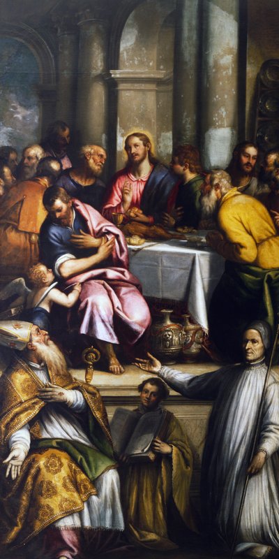 La Cène avec Saint Apollinaire et Saint Lorenzo Giustiniani, fin du 16e début du 17e siècle - Matteo Ingoli