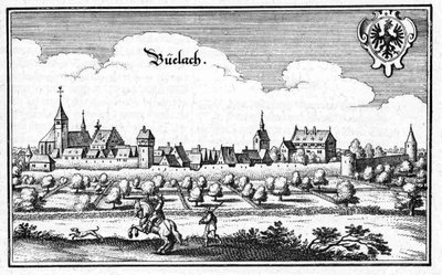 Büelach - extrait de Topographia Sueviae (Schwaben) - Matthaus Merian