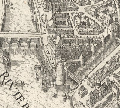 Hôtel de Nevers sur le plan Merian de Paris de 1615 - David Rumsey - Matthaus Merian