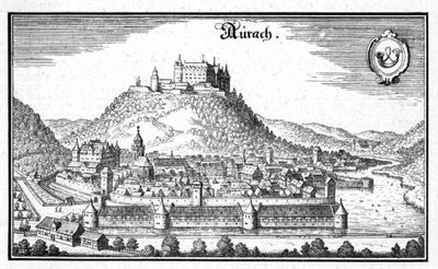 Aurach - extrait de Topographia Sueviae (Schwaben) - Matthaus Merian