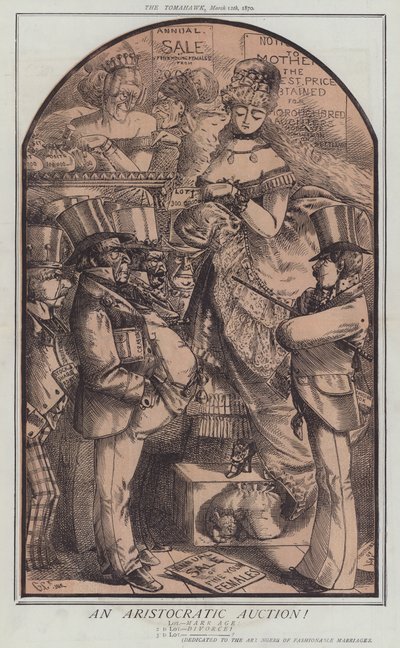 Une vente aux enchères aristocratique ! (lithographie en couleur) - Matthew
