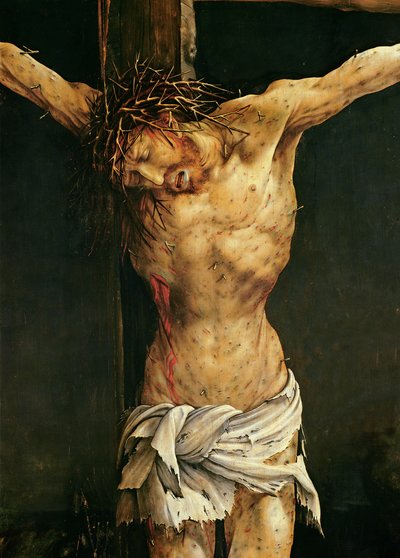 Christ en croix, détail du panneau central de la Crucifixion du Retable d