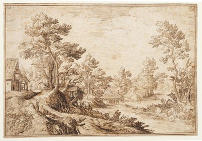 Paysage avec rivière et village, vers 1501-1600 - Matthijs the younger (after) Bril