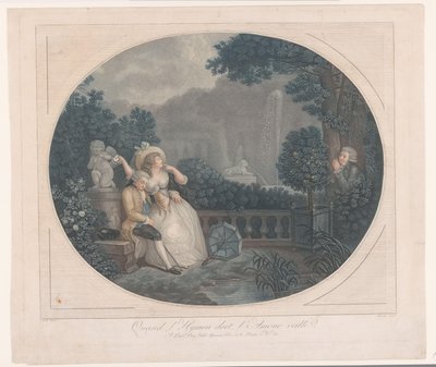 Jardin avec un homme endormi et un homme regardant - Mauclerc