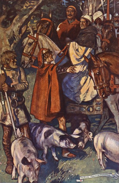 Illustration pour Ivanhoé de Sir Walter Scott (lithographie couleur) - Maurice (after) Greiffenhagen