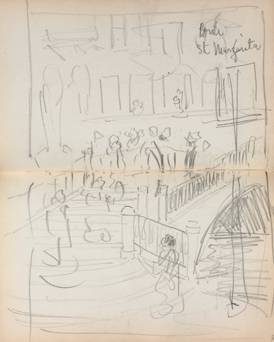 Carnet de croquis italien : Pont St. Margarita page 67 & 68, 1898-1899 - Maurice Brazil Prendergast