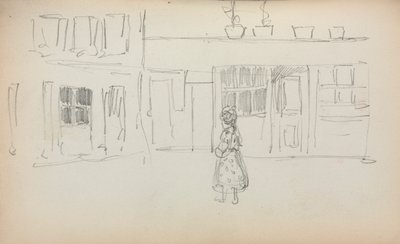 Carnet de croquis italien : Scène de rue avec une fille, page 159, 1898-1899 - Maurice Brazil Prendergast