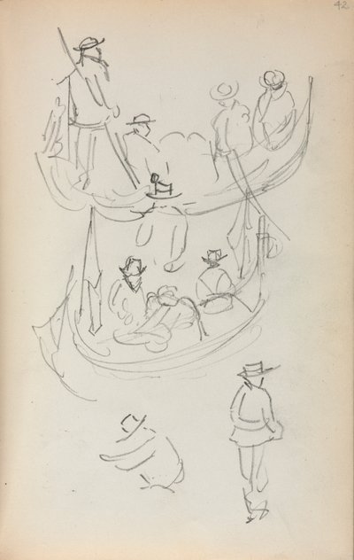 Carnet de croquis italien : Deux gondoles avec des figures, 1898-1899 - Maurice Brazil Prendergast