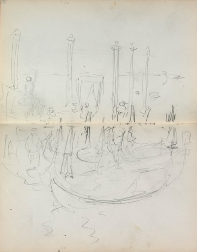 Carnet de croquis italien : Vue du port de Venise pages 37 et 38, 1898-1899 - Maurice Brazil Prendergast