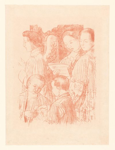 Trois anges chantants et deux enfants de chœur pendant la Sainte Messe - Maurice Denis