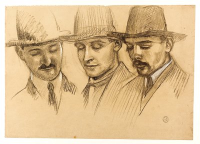 Portraits du Père Couturier, Charles Plessard et André Lecoutey. Etude pour la coupole Dutuit : les trois architectes de l