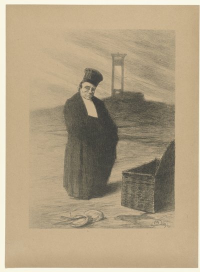 Juge devant la guillotine avec panier et balance - Maurice Dumont
