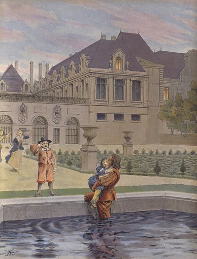 Chute du jeune Louis XIV dans le bassin du Palais-Royal - Maurice Leloir