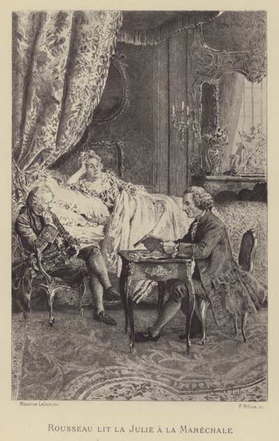 Rousseau lisant son roman Julie à la Maréchale - Maurice Leloir