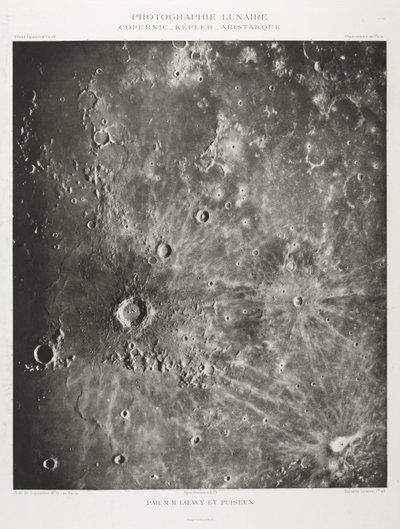 Photographie Lunaire: Copernic-Képler-Aristarique, 1896 - Maurice Loewy