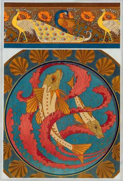 Designs for Peacock and Poppy Border, pub. 1897 - Maurice Pillard Verneuil