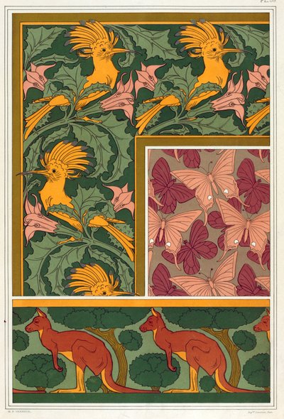 Dessins pour bordures de papier peint et tissu de soie, pub. 1897 - Maurice Pillard Verneuil