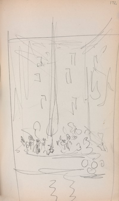 Carnet de croquis italien : Bateau avec figures (page 172) - Maurice Prendergast