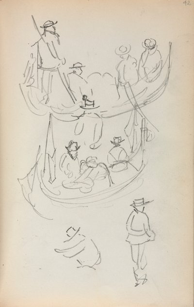 Carnet de croquis italien : Deux gondoles avec personnages - Maurice Prendergast