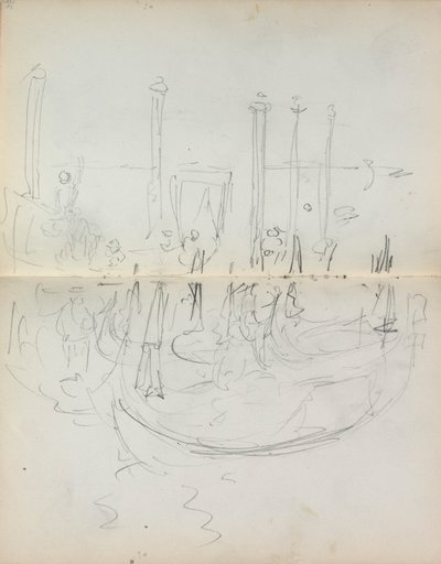 Carnet de croquis italien : Vue du port vénitien (pages 37 et 38) - Maurice Prendergast
