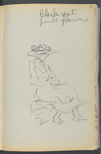 Sketchbook- The Granite Shore Hotel, Rockport, page 155 : Femme assise avec des notes - Maurice Prendergast