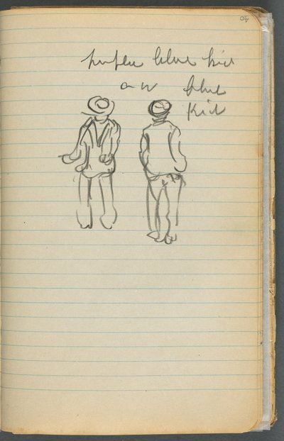 Carnet de croquis, page 040 : Notes et deux figures - Maurice Prendergast