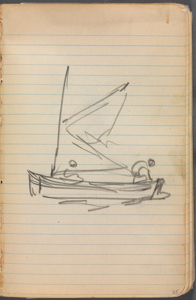 Carnet de croquis, page 085 : Voilier avec deux personnages - Maurice Prendergast