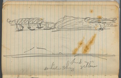 Carnet de croquis, page 132 : Vue marine avec notations en couleur - Maurice Prendergast