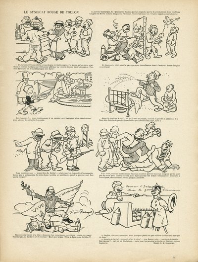 Illustration de Maurice Radiguet (1866-1941) dans Le Rire, 21/12/12 - Le syndicrouge de Toulon - Syndicalisme, Toulon - Maurice Radiguet