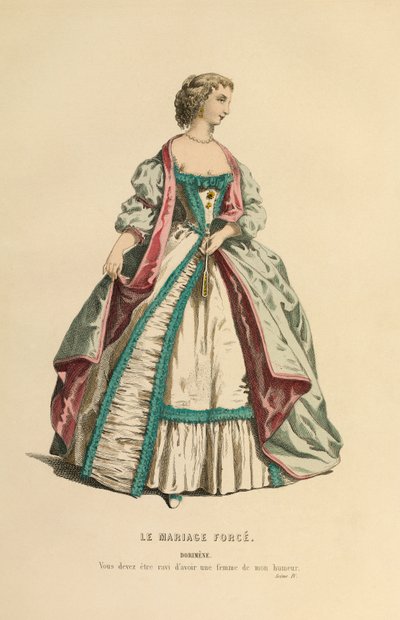 Costume pour le rôle de Dorimène, vers 1868 (gravure) - Maurice Sand