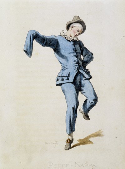 Peppe Nappa (Pierrot ou Peppe-Nappa) tiré de «Masques et bouffons» (comédie italienne), texte et dessins par Maurice Sand, gravures par A. Manceau, préface de Georges Sand, Paris, Michel Lévy Frères - Maurice Sand