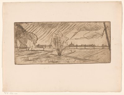 Paysage avec arbres et église - Maurits van der Valk