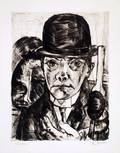 Autoportrait avec un chapeau melon - Max Beckmann