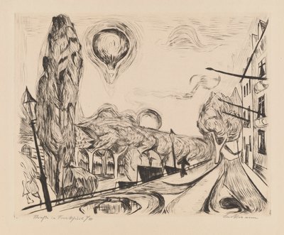 Paysage avec ballon - Max Beckmann