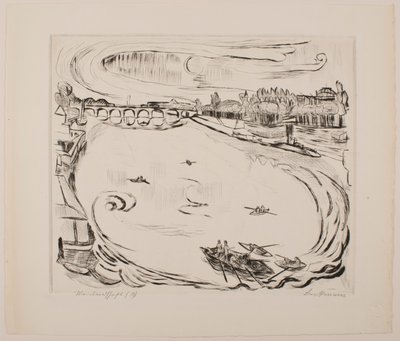 Paysage de la rivière Main, plaque 6 du portfolio « Visages » - Max Beckmann