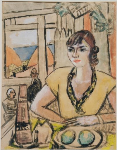 Portrait de Quappi au café de la plage - Max Beckmann