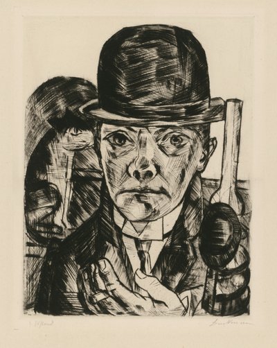 Autoportrait au chapeau rigide - Max Beckmann