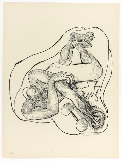 Athlète endormi, planche trois de Jour et Rêve - Max Beckmann