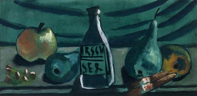 Nature morte à la pomme et à la poire (Nature morte à la bouteille de Cherry Brandy) - Max Beckmann