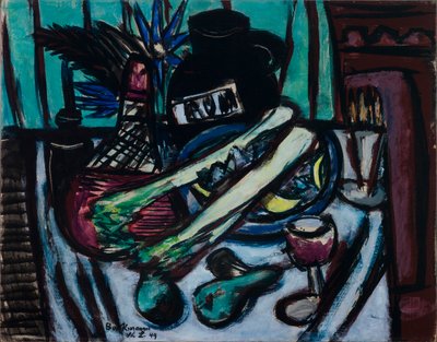 Nature morte avec bouteille de Chianti et céleri - Max Beckmann