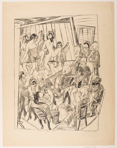 Strip-tease, planche 4 de la série « Voyage à Berlin 1922 » - Max Beckmann