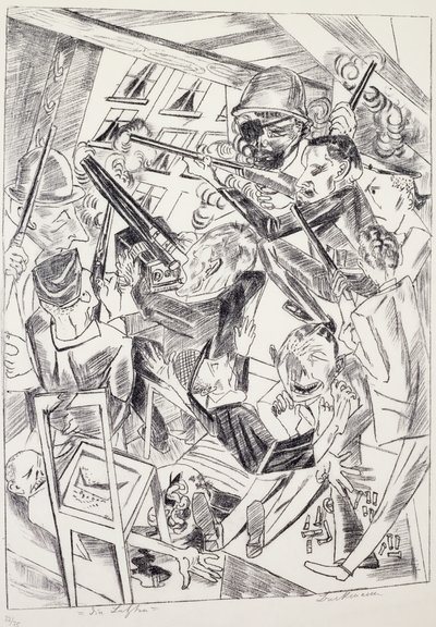 Les derniers, par Max Beckmann (1884-1950), lithographie. Allemagne, 20e siècle. - Max Beckmann