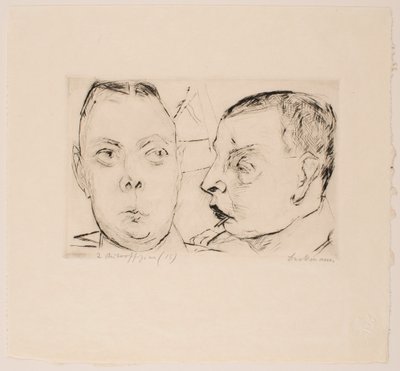 Deux officiers automobiles, planche 15 du portfolio « Visages » - Max Beckmann