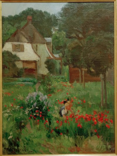 Enfant cueillant des fleurs - Max Bergmann